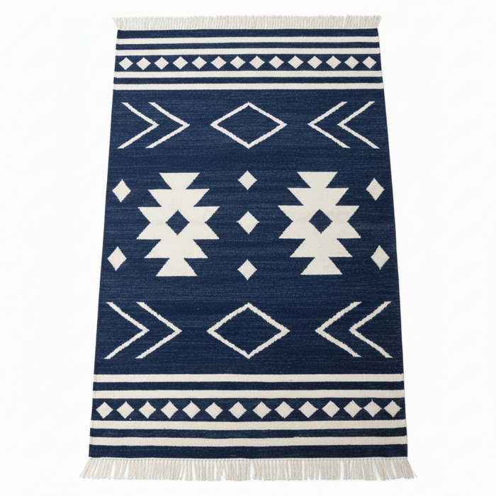 Abstract Cloud kilim rug modern abstract pattern handmade Egyptian wool gray white