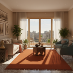 Arancia kilim rug in modern living room bold color Egyptian handmade carpet decor
